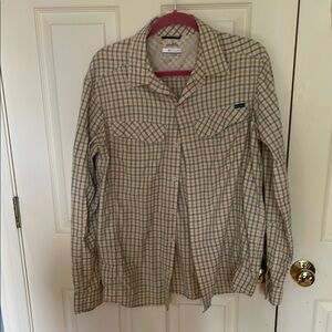Columbia Plaid Shirt with UV sun, protection, men’s medium